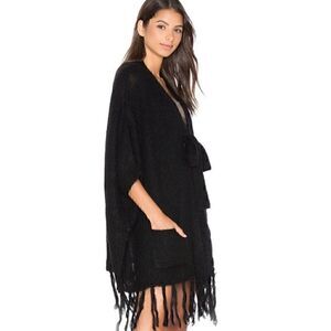 Stella Forest Cardigan Womens Medium Mohair Blend Fringe Boho belted western NWT